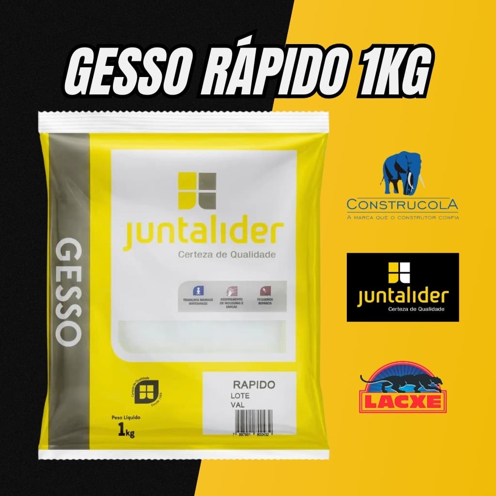 Gesso Estuque Secagem Rápida Gesso Rápido Branco Alta Aderência Juntalider Construcola Lacxe