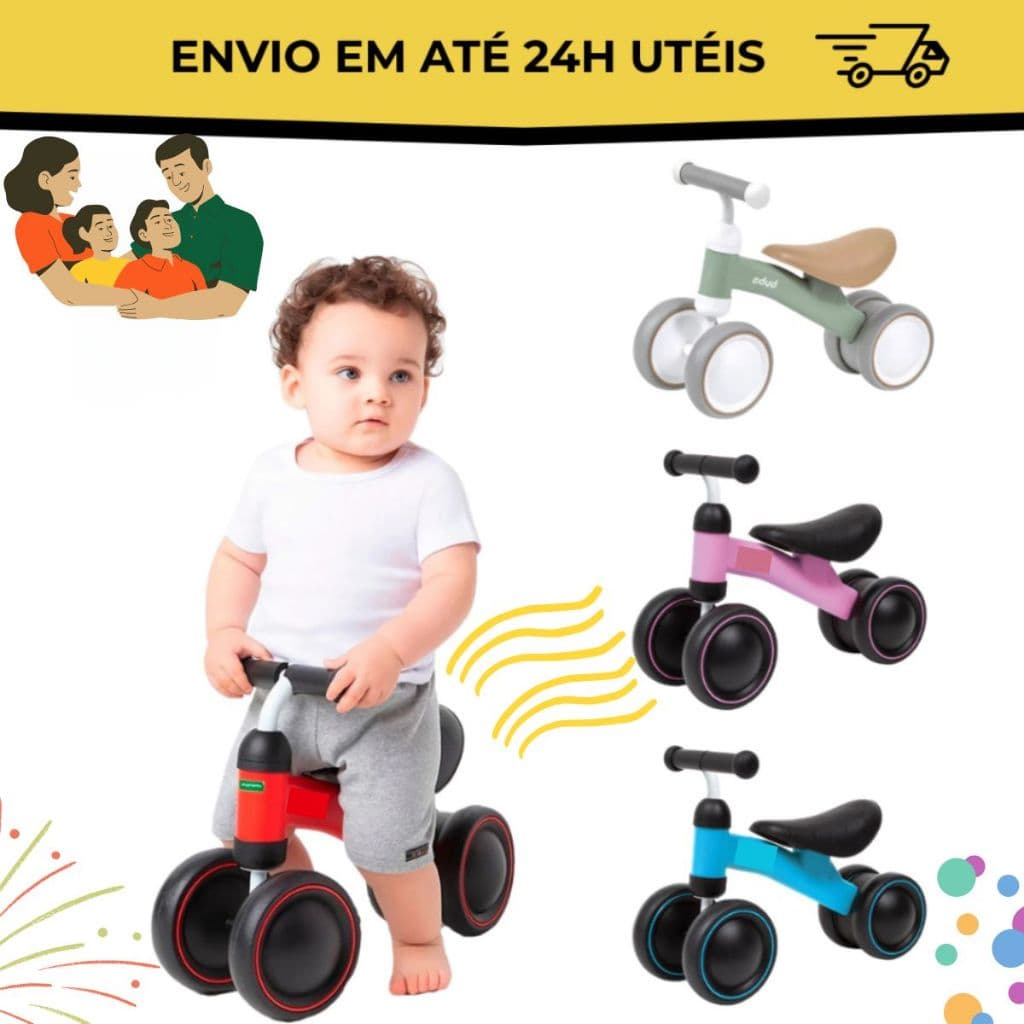 Bicicleta Infantil De Equilíbrio Andador  Sem Pedal Balanço 4 Rodas Bebê Sem Pedal Infantil Criança