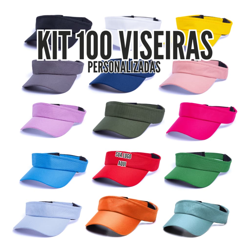 Kit 100 Viseiras Personalizada Premium Promocional
