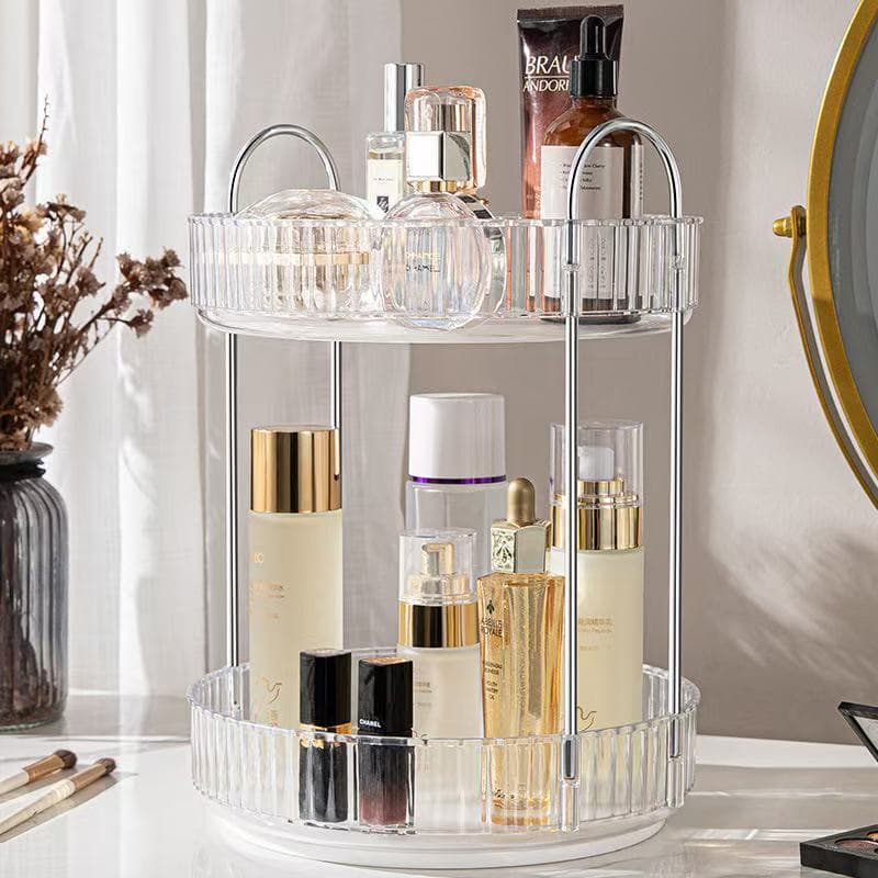 Organizador Metal Prateleira Diamante Acrílico Porta Maquiagem Beleza Multiuso Giratorio