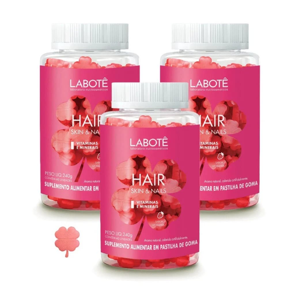 Kit 3 Labotê Hair, Skin & Nails Vegano – 60 Gomas