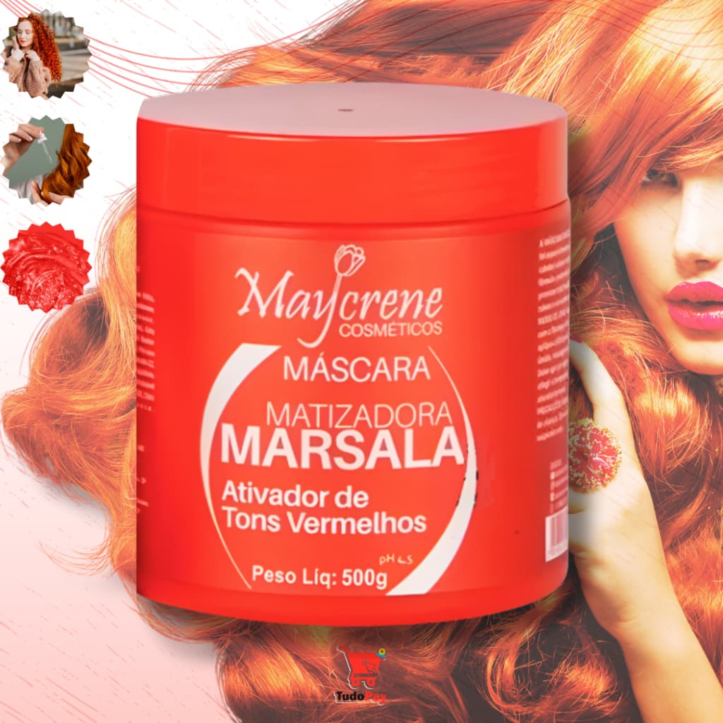 Mascara Marsala Matizadora Maycrene 500g Máscara para Cabelos Vermelhos