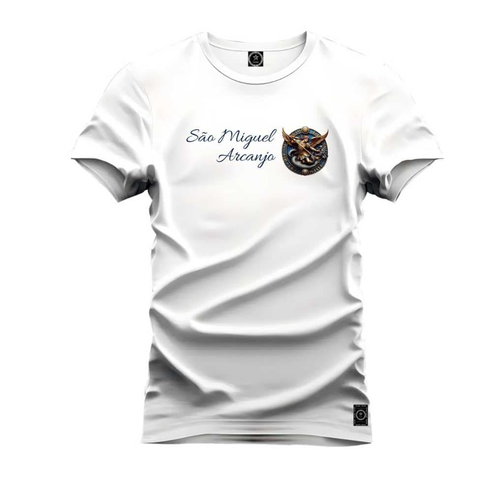 Camiseta de Algodao Sao Miguel Arcanjo - Quem como Deus Ninguém como Deus - Quaresma - Moda Religiosa - Dia dos Pais