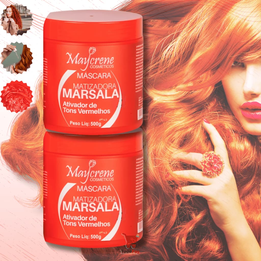 Kit 2 Mascara Marsala Matizadora Maycrene 500g Máscara para Cabelos Vermelhos
