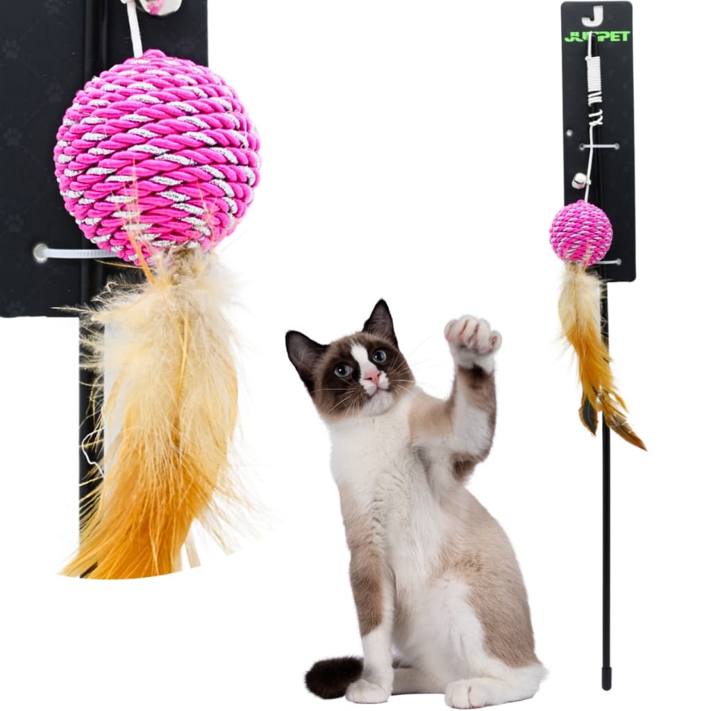 Brinquedo Para Gato Pet Varinha Cat Fishing Interativo Com Penas