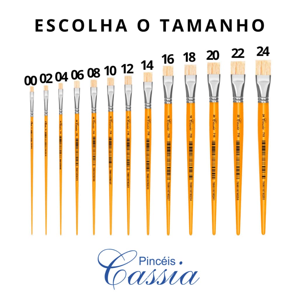 Pincel Cassia 715 Escolar Chato Pintura de Tecido e Artesanato em Geral