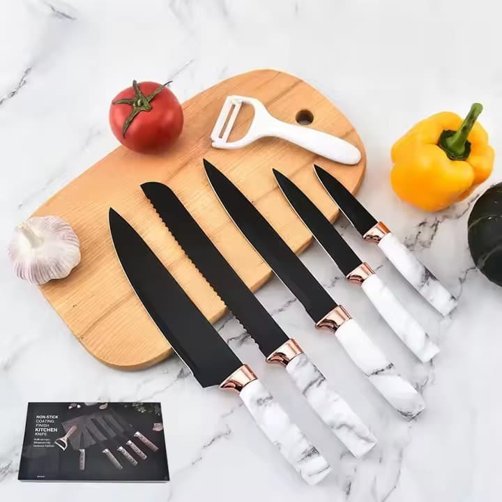 Kits de Facas de Cozinha com Descascador de Legumes em Aço inoxidável 6 Pçs P.QIU