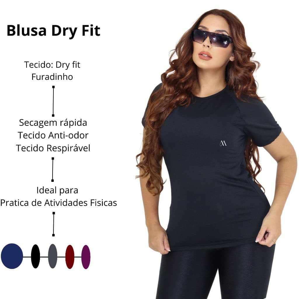 Blusa Academia Feminina Dry Fit Lisa Camiseta Fitness