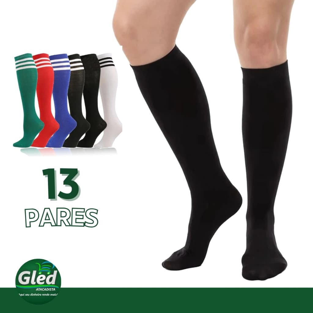 Kit 13 Pares Meião Futebol Listrado Profissional  Adulto 38 Ao 45