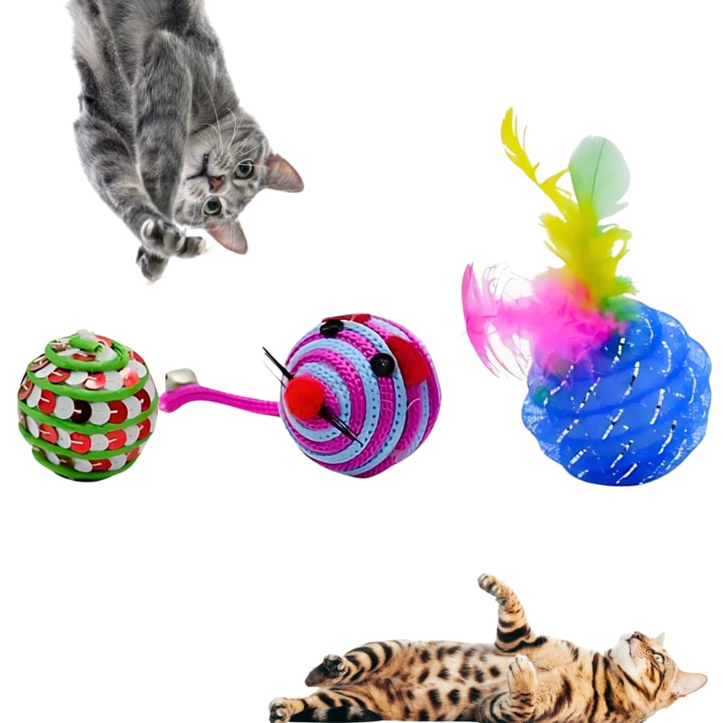 Brinquedo Cat Bola Bolinha Fantasia P/ Gatos Interativo Diversão