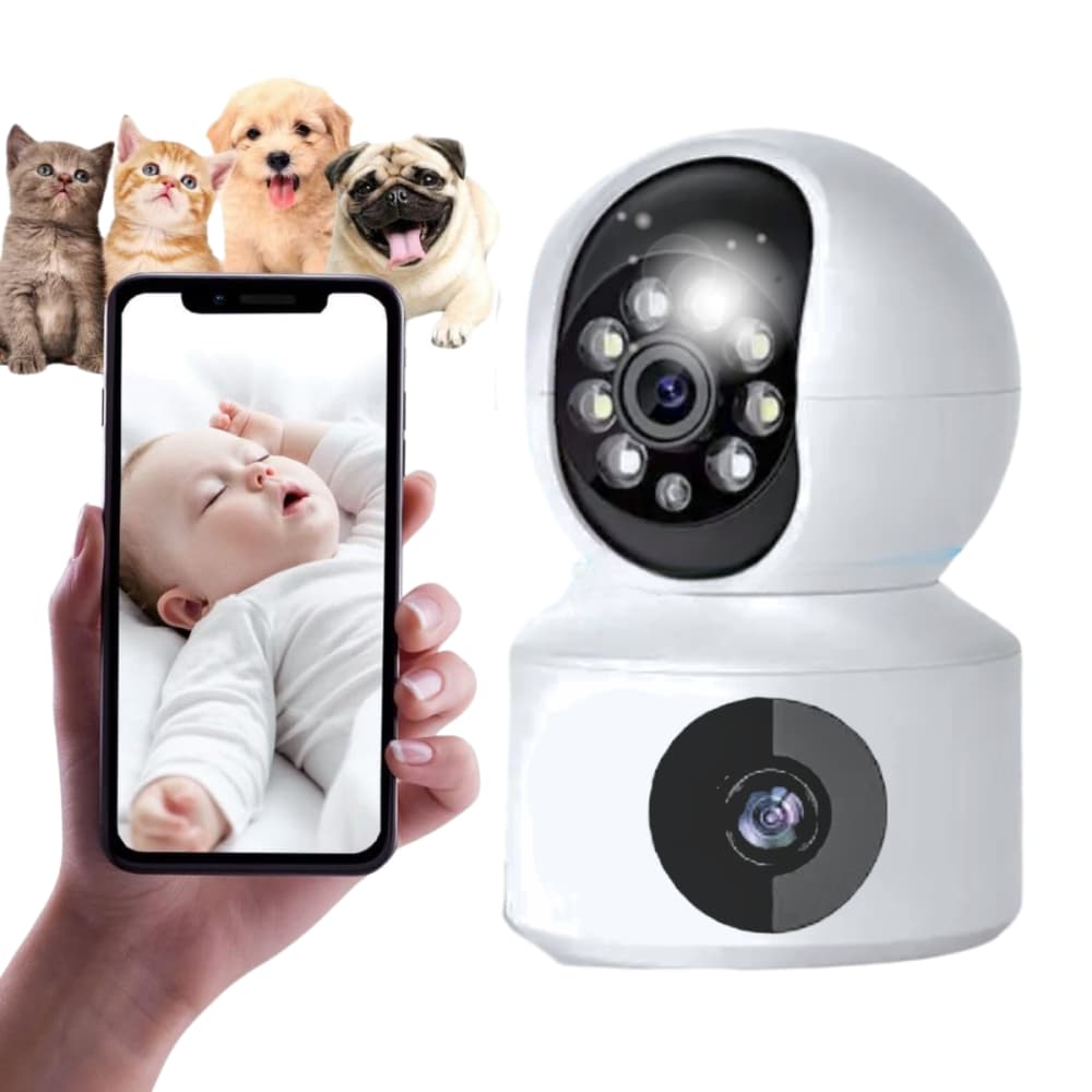 Babá Eletrônica Lente Dupla Com Wi-fi 360° Full Hd 1080p Câmera Segurança Para Idoso e Pet Altomex AL-S386