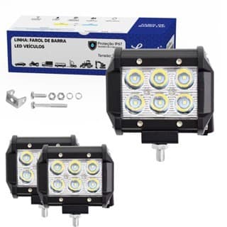 kit 2 Farol De Milha Auxiliar 18wRetangular Led  branco firo Off-road 6000k