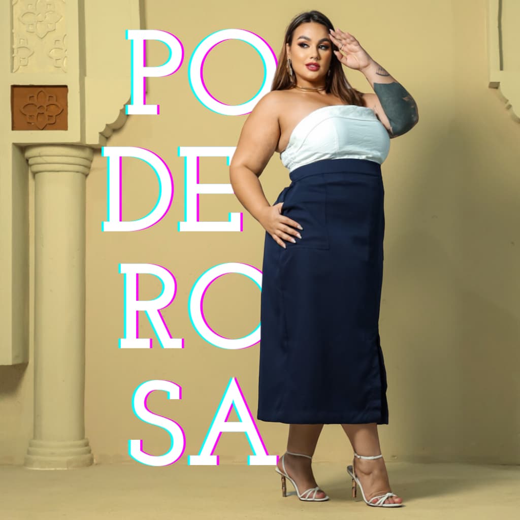 Saia Secretária Midi Plus Size Reta Evangélica Alfaiataria Confortável Lia Rosa