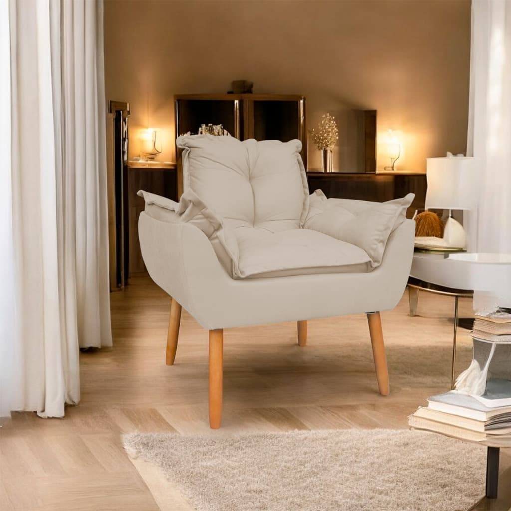 Poltrona Decorativa Estofada Opala Recepção Consultório Pés Palito