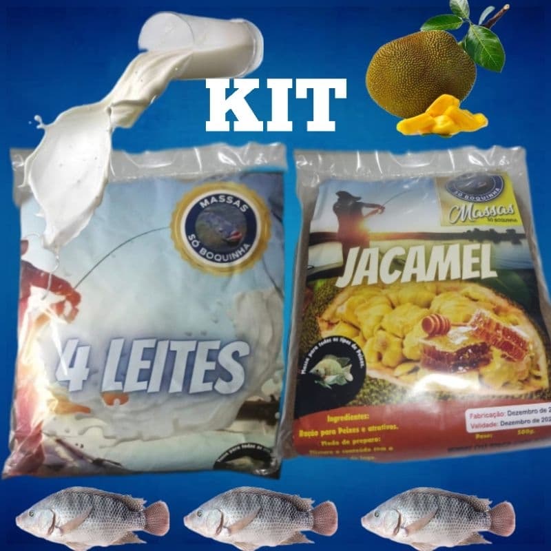 KIT 4 LEITES e JACAMEL MASSA PARA PESCA DE TILÁPIA SÓ BOQUINHA (SÓ AS PEGADEIRAS)