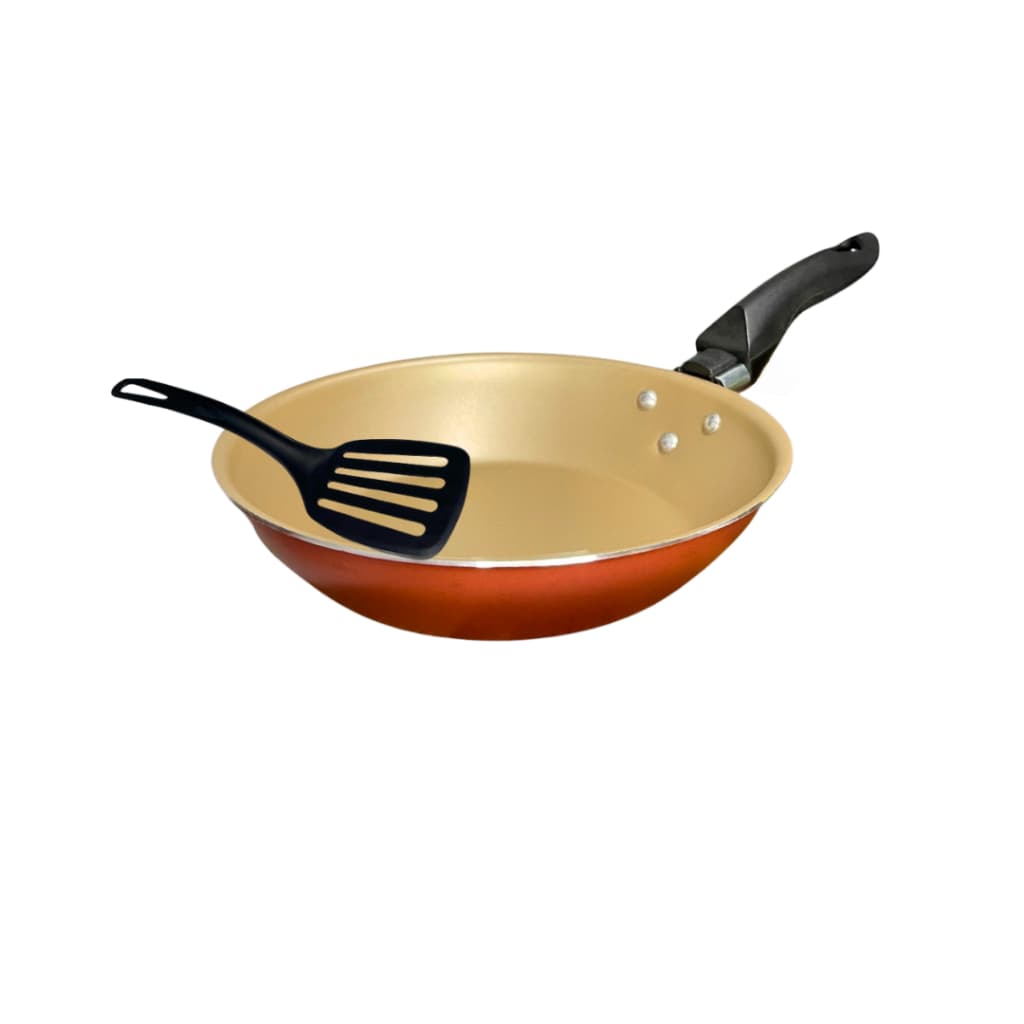 Frigideira Francesa 22 cm Antiaderente Teflon com Espátula Cor Cereja Gold