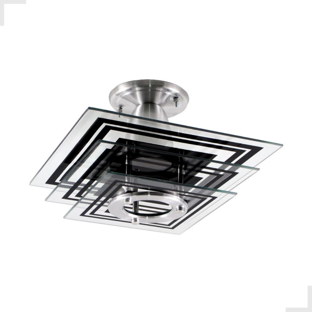 Lustre Plafon Vidro Quadrado Preto Moderno Sala Quarto Cozinha Iluminação Bivolt E27 Luminária