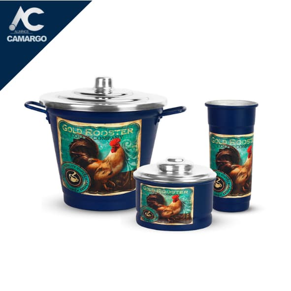 Kit Pia Completo Alumínio Decorado 3 Peças