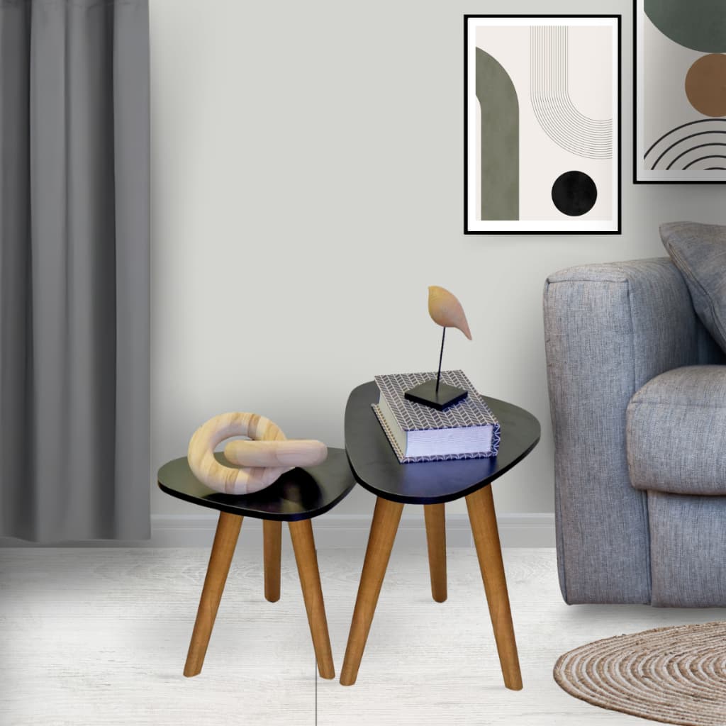 Conjunto de Mesa Canto E Apoio Pe Palito Tripe Porta Quadros E Objetos Tampo Orgânico