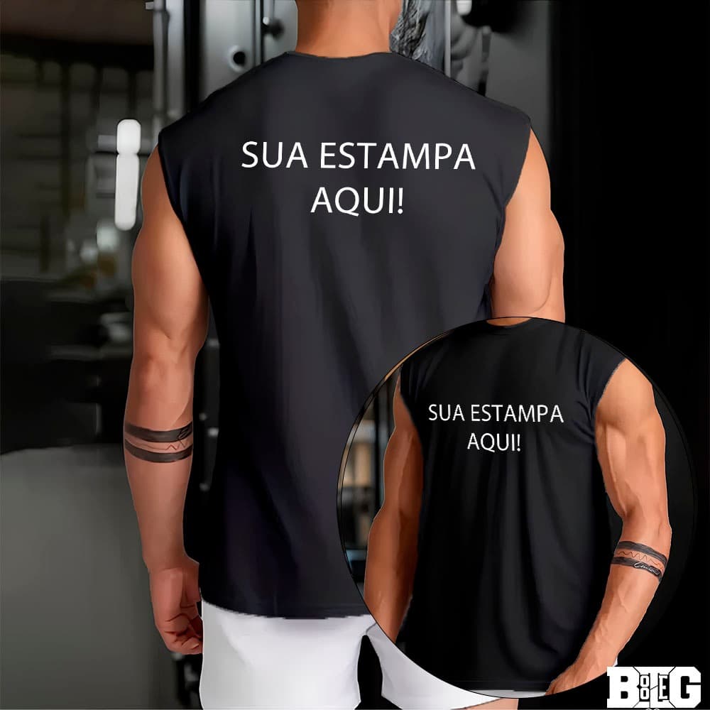 Camiseta regata machao oversized Personalizada ESCOLHA SUA ESTAMPA em algodao unissex