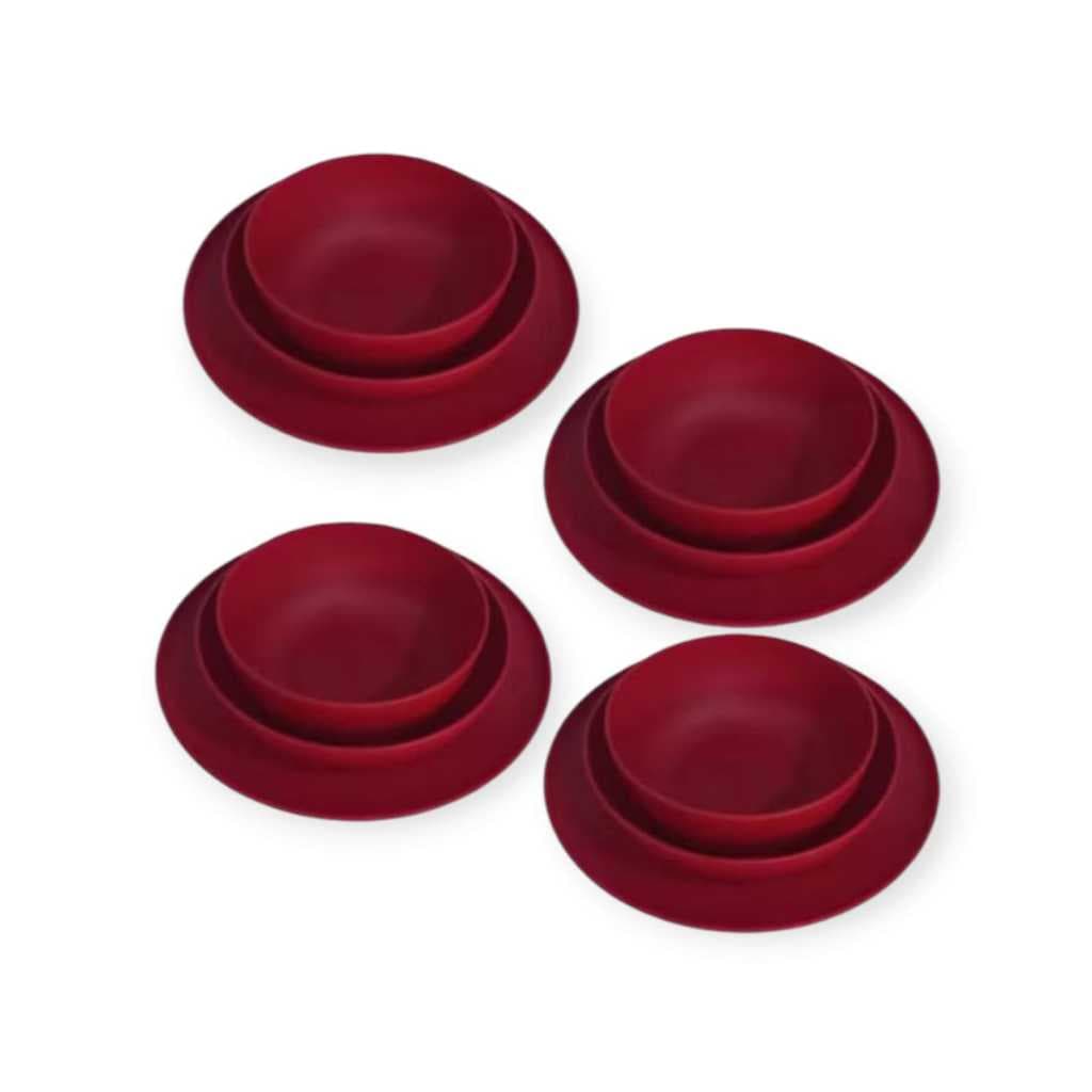 Jogo Kit Conjunto de12 Pratos Colors Helsim-Vermelho GLITTER