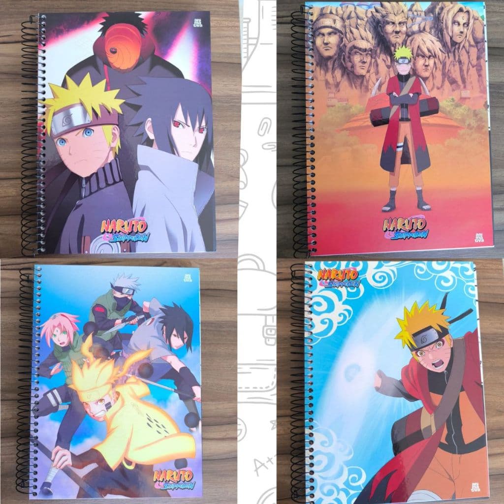 Kit 2 Caderno Universitário 15 Matérias Naruto Shippuden 240 Folhas Animativa