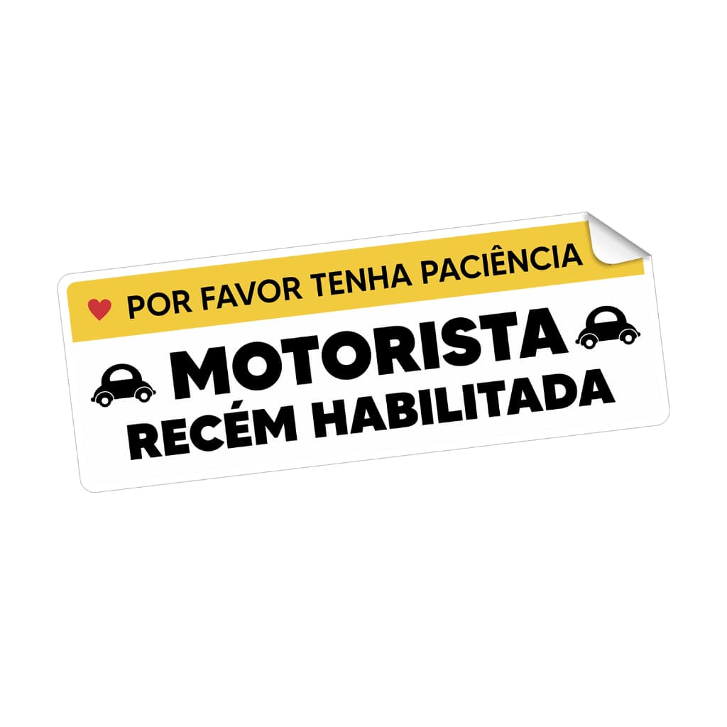 Adesivo Motorista Recém Habilitada Tenha Paciência Carta