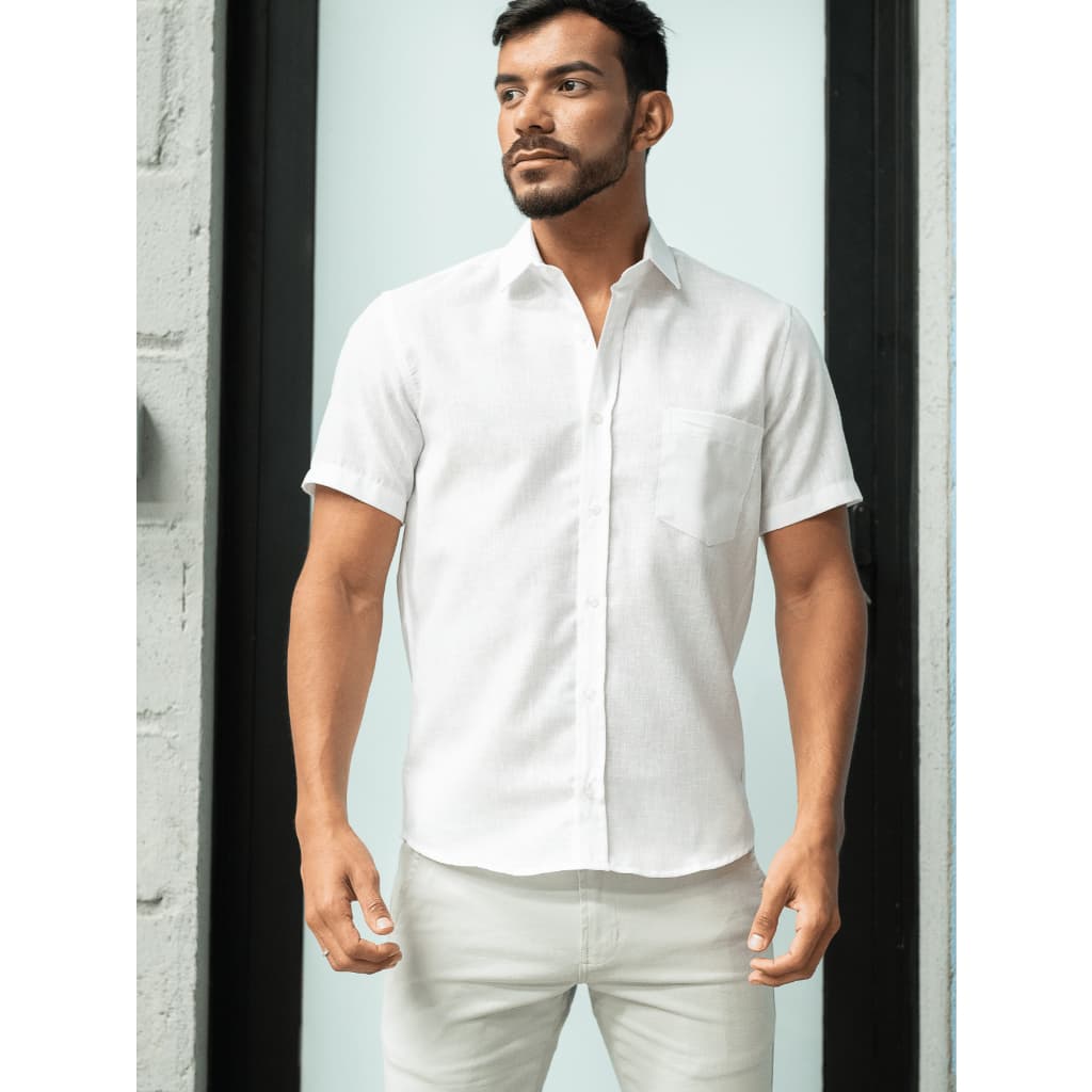 Camisa Social Linho Slim Manga Curta Qualidade Premium Promoção