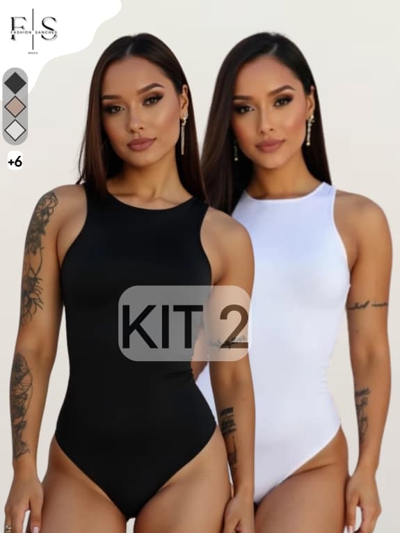 Kit 2 Body Feminino Regata Suplex Tecido Premium com Forro Duplo Regatinha Moda Verão