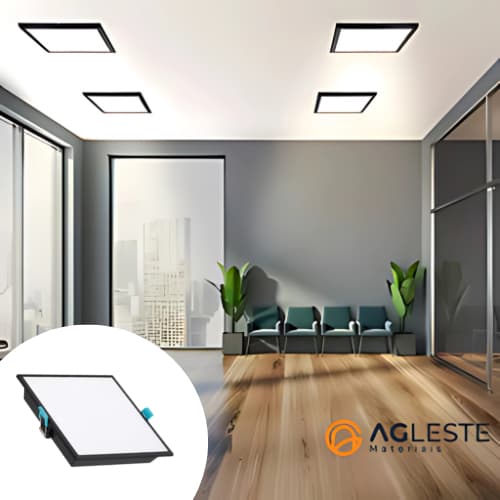 PLAFON DE LED DEEP QUADRADO RECUADO 18W 4000K BRANCO NEUTRO - PRETO - DELIS - DS1194