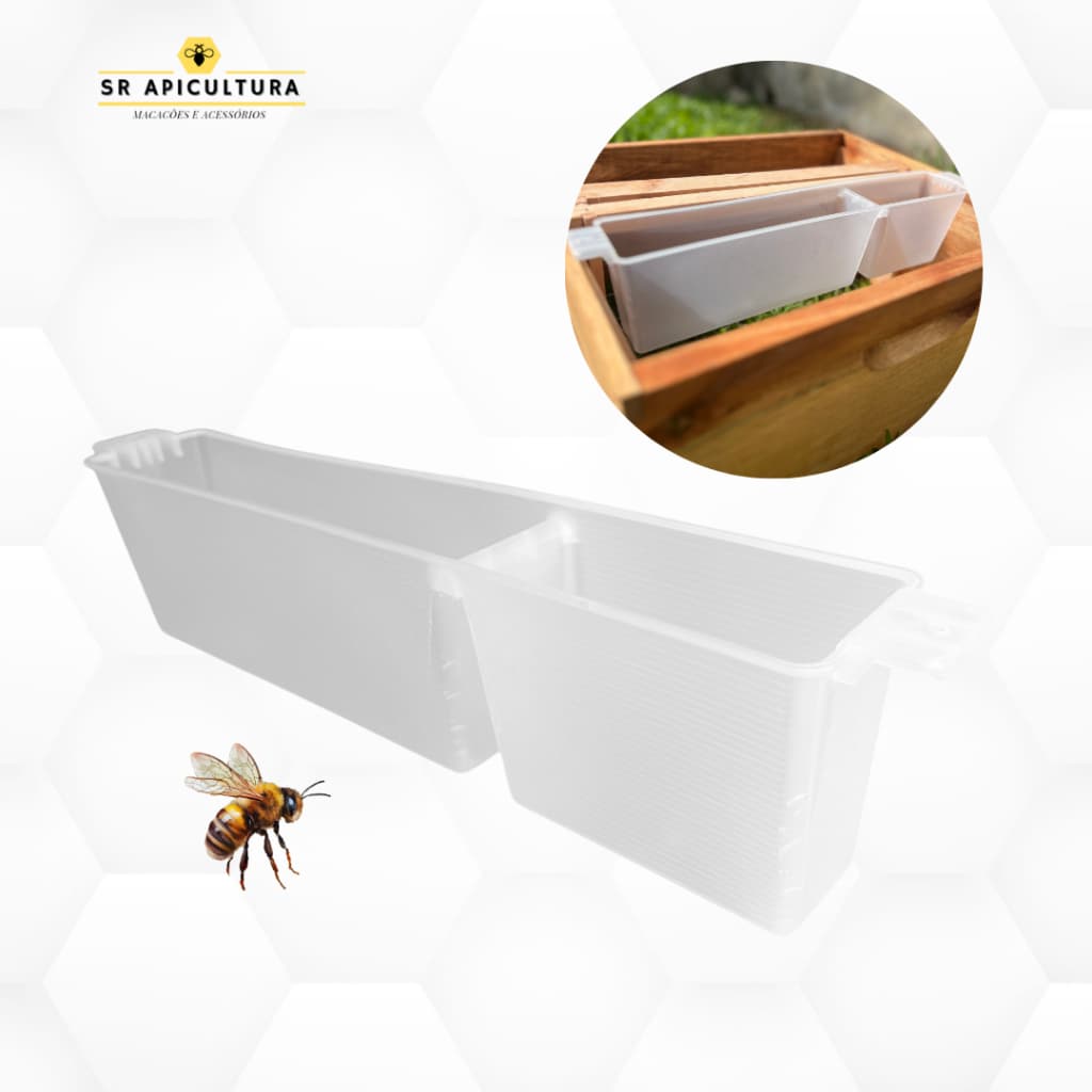 Alimentador Bipartido Abelhas Interno 3L Xarope Apicultura Manejo Encaixe Quadro Melgueira Colmeia