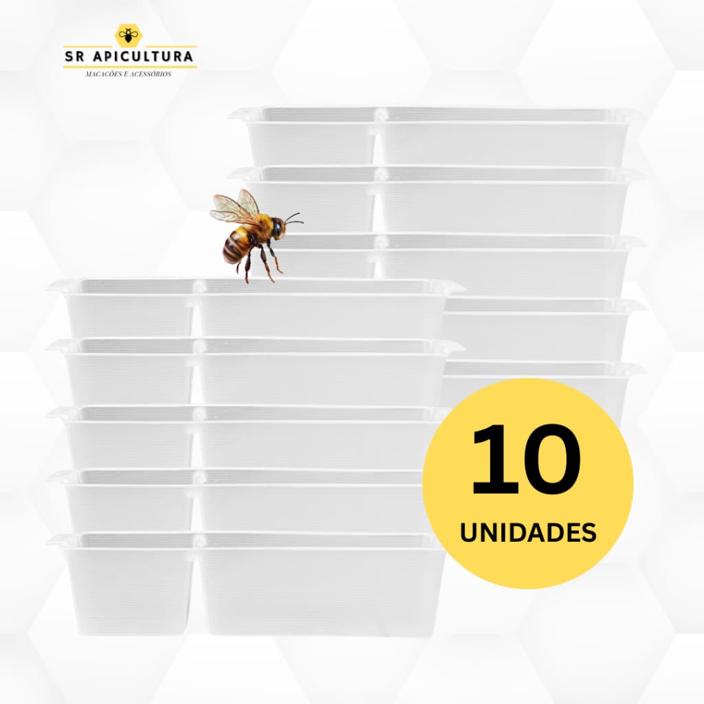 Kit 10 Un Alimentador Interno Bipartido Abelhas 3L Xarope Apicultura Manejo Encaixe Quadro Colmeia