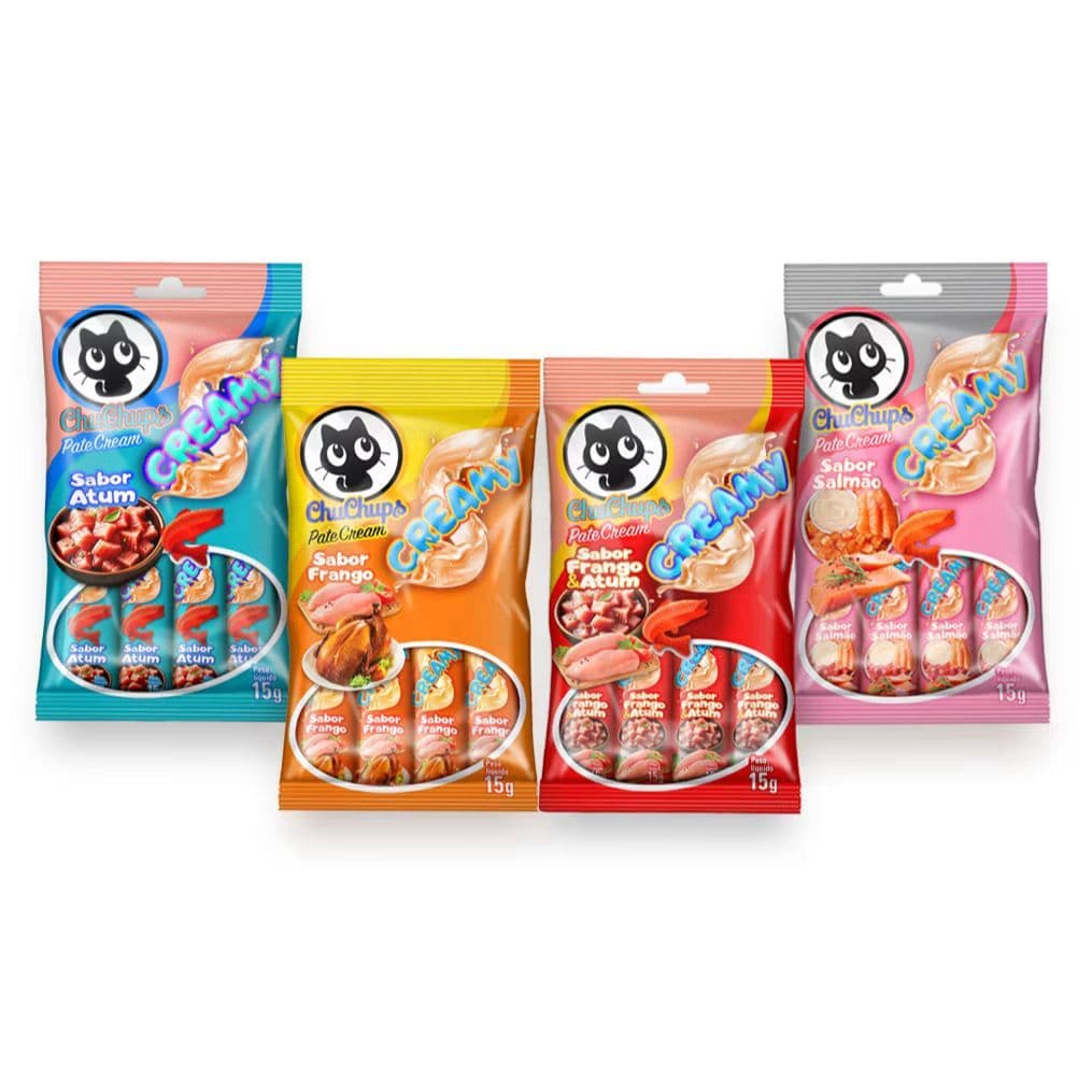 Chuchups Creamy Petisco Para Gatos Gatex 8 Tubos 15g cada pacote