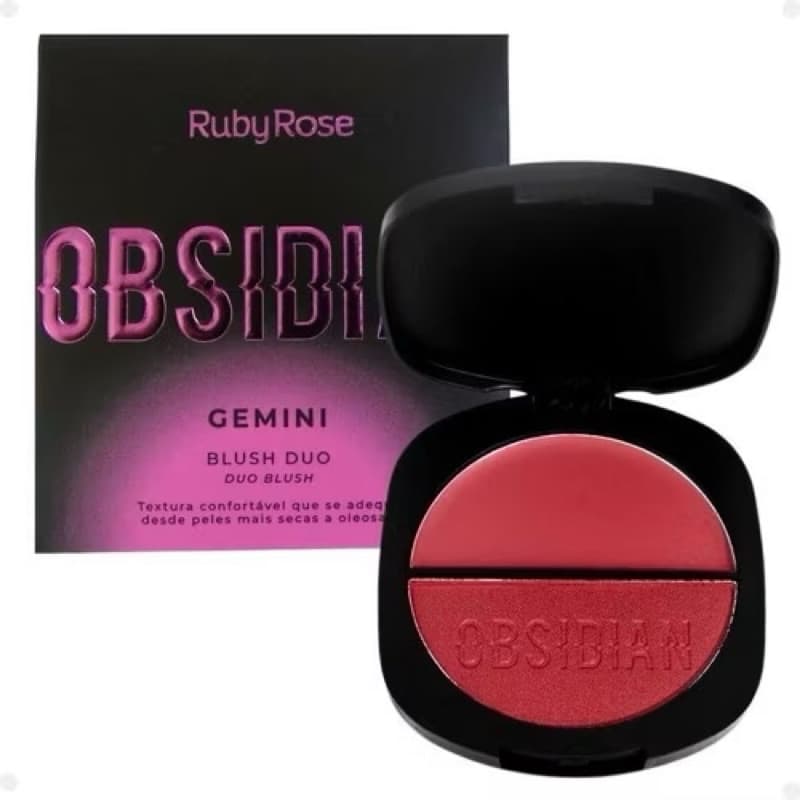 Blush Duo Gemini Obsidian Ruby Rose - Acabamento Natural / Efeito Acetinado / Textura Suave OG01