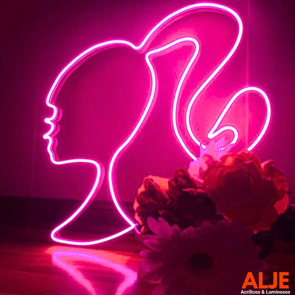 Painel Barbie em Led Neon Rosa 40x40 para Festas