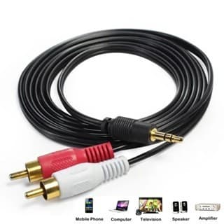 Cabo De Áudio Auxiliar P2 x 2 RCA Macho Estéreo 1,5 Metros Dourado TV Caixa De Som