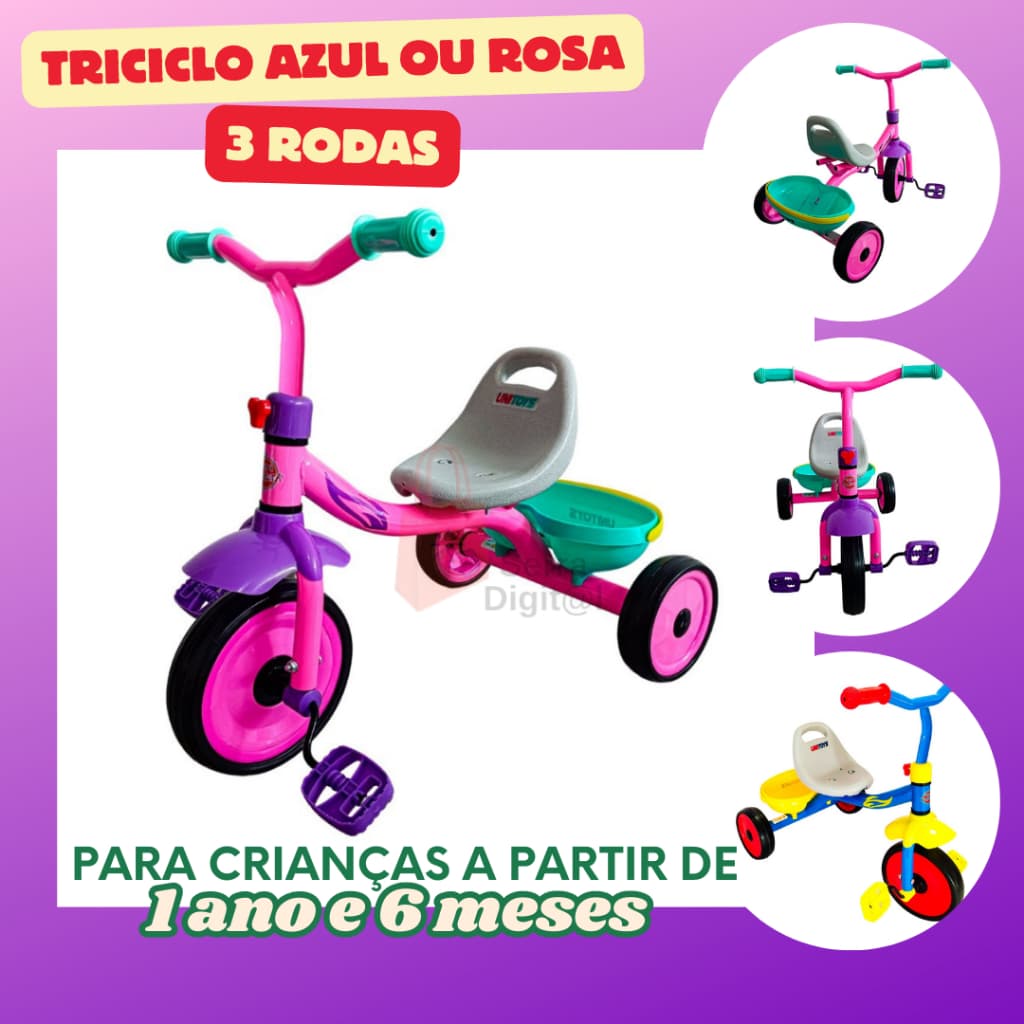 Triciclo Infantil 3 Rodas Triciclo para Crianças Bicicleta de 3 Rodinhas