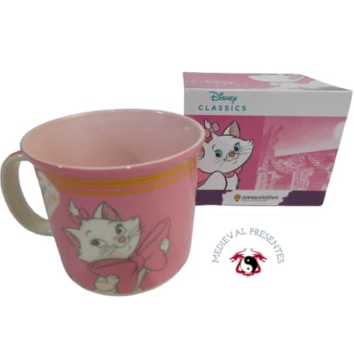 CANECA TOM GATINHA MARIE CERAMICA ROSA 350ML ORIGINAL LICENCIADA DISNEY