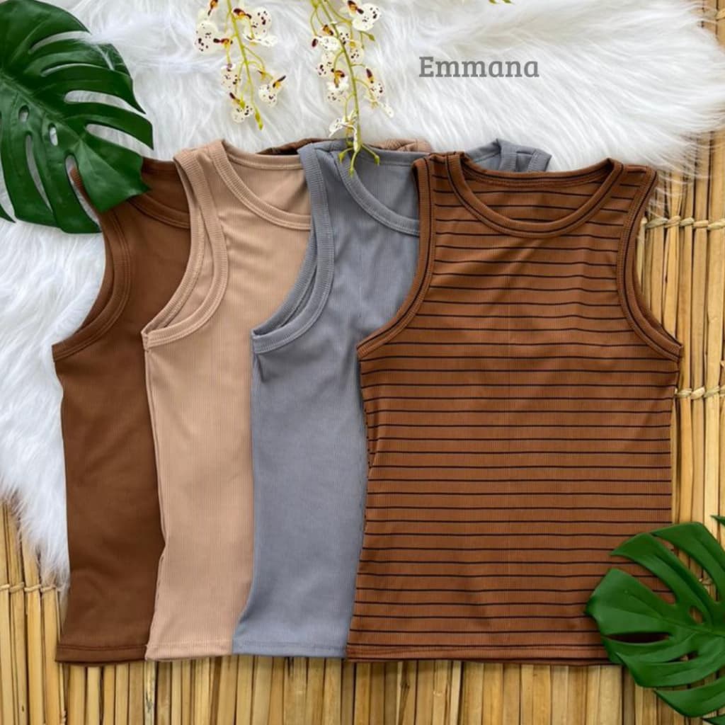 Kit 4 Regata Canelada Feminina Lisa/Listrada Blusa Básica Camiseta Casual Dia a Dia
