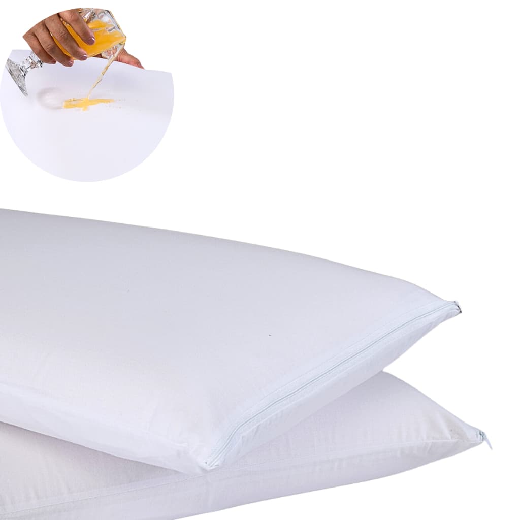 Kit 2 Capas Travesseiro Impermeável 70x50cm com Zíper Percal 180 Fios Antialérgica Lavável