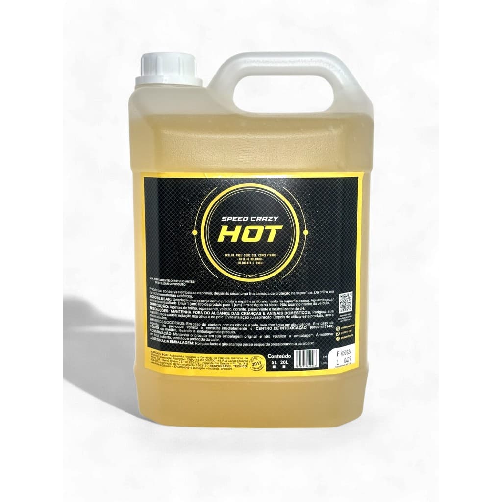 HOT Pretinho Concentrado 5L Speed Crazy Efeito Molhado Profissional Revitaliza e Protege Pneus