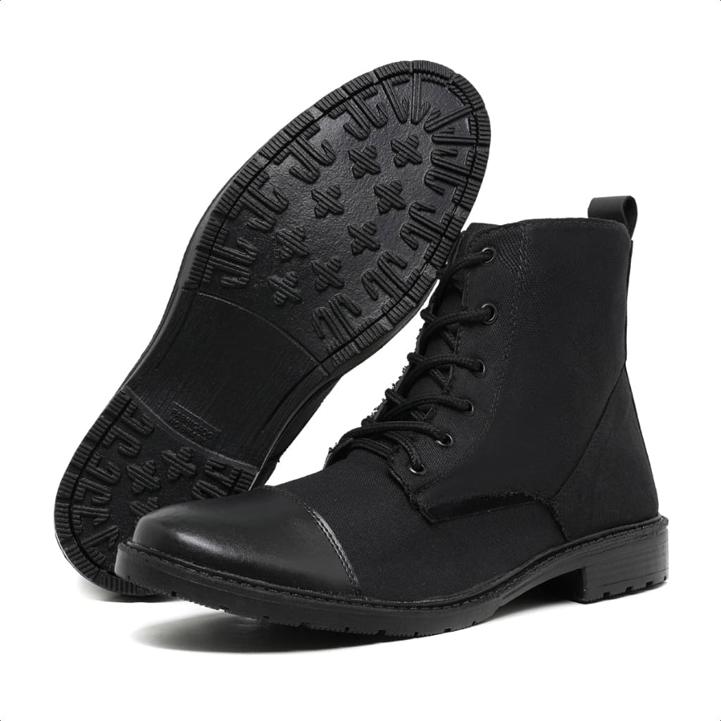Bota Masculina Coturno Militar Lona Cano Médio