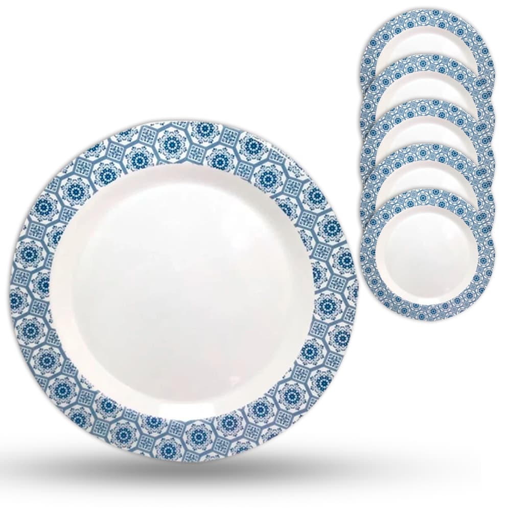 Kit 6 Pratos De Plástico Sobremesa Festa Decorado Melamina 23cm