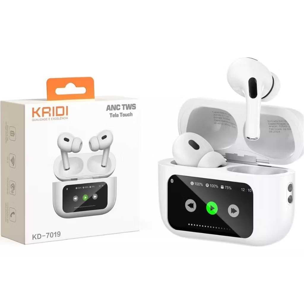 Fone De Ouvido Bluetooth KAIDI ORIGINAL Tela Touch Fone de Ouvido Sem Fio Cancelamento de Ruido ENTREDGA RÁPIDA