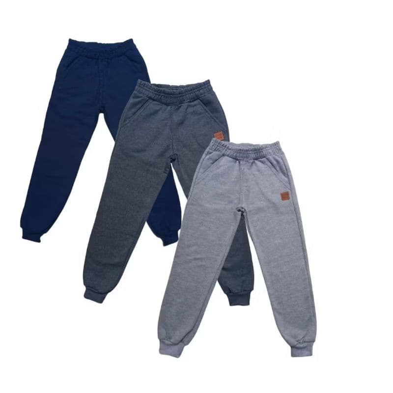 Kit 3 Calças moletom infantil e juvenil escolar