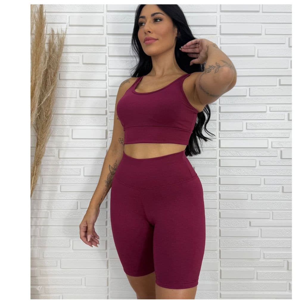 Conjunto Fitness Academia Short e Top com bojo Suplex.