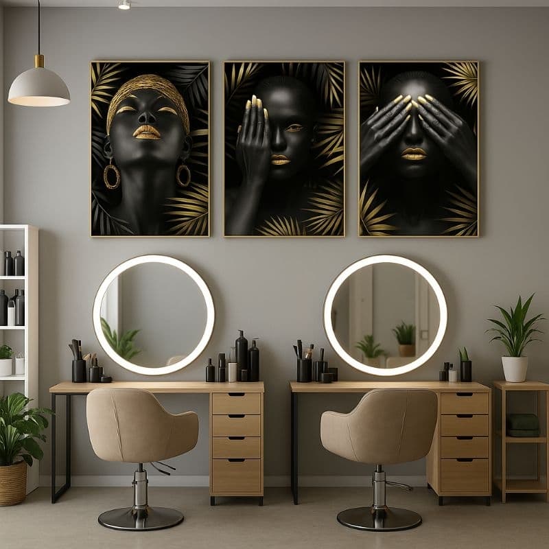 3 Quadros Decorativos 60X40 Sala Quarto Cozinha Escritório Mulheres Negras