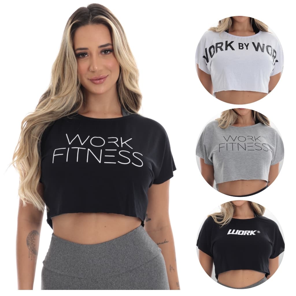 Blusa Cropped Estampado Feminino Fitness Academia