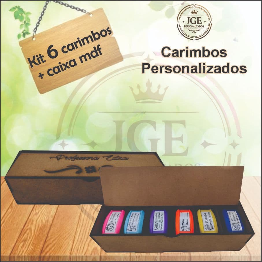 Kit Carimbo Com 6 Unidades para Professores, Escolar, Didático , Profissionais, Nykon Black 302