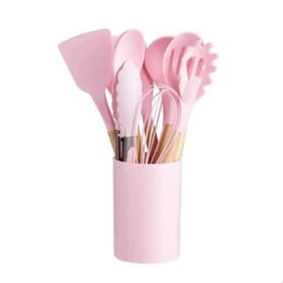 Kit 12 conjunto utensílios Silicone De Cozinha Colher escumadeira concha escumadeiras fouet espatula de cozinha pegador